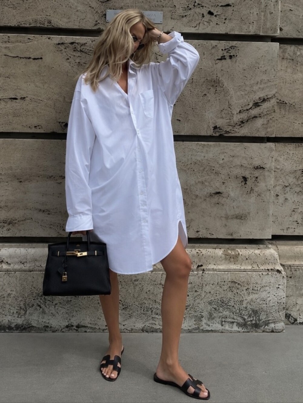 ZARA Poplin Cotton Collar Shirt Dress Oversized Long White Size XS